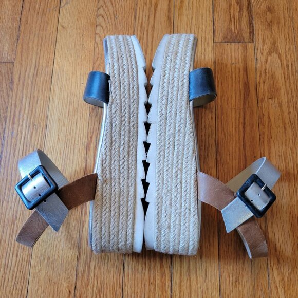 Boden Espadrille Platform Sandals 40 Brown Blue Metallic Silver LENA 8.5‎ - Picture 9 of 9